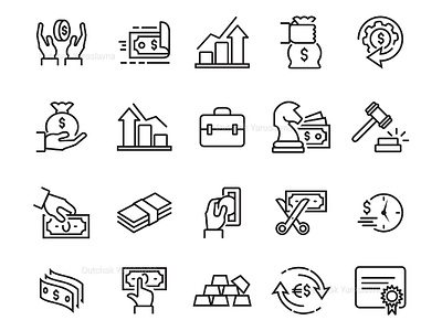 Finance Line Icons Set app art branding design flat icon identity illustration illustrator lettering logo minimal money money app ui ux vector