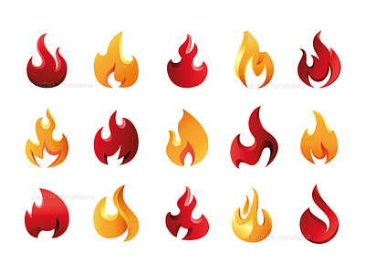 Fire Flames Set app art branding design fire fireworks flames flat icon identity illustration illustrator lettering logo logo design logotype minimal type typography vector