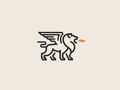Winged Lion animal creative design fire line lion lion king lion logo minimalist simple wings