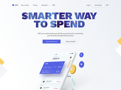 Financial app landing page app colors colours concept design finance inspiration landingpage mobile app design ui uidesign uxui web webconcept webdesign website design