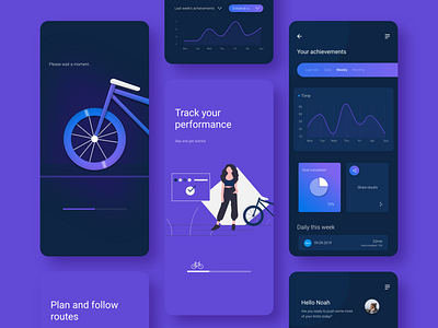 Roar bikes tracking app app app concept app design bike color concept dashboad illustraion mobile mobile app design mobile ui performance tracking app ui uiux