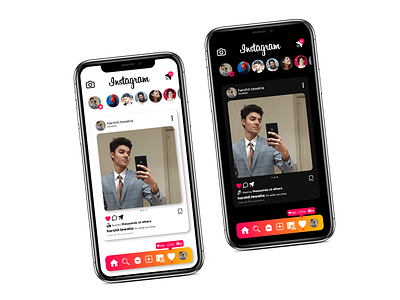 Instagram app redesign Light mode & Dark mode app dark app dark mode dark ui design instagram instagram banner instagram post instagram template light mode light theme minimal ui ux