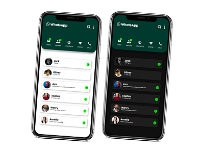 WhatsApp redesign Light mode & Dark mode app dark app dark mode dark ui design light mode light theme minimal ui whatsapp whatsapp redesign