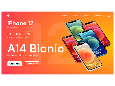 iPhone 12 landing page UI design.