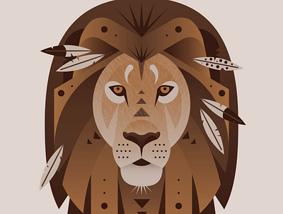 Geometric Lion animals illustration vector