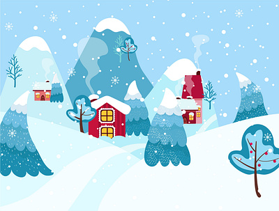 Winter houses houses illustration vector winter