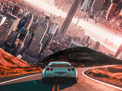 Towards City || Photo Manipulation in Photoshop art car city cityscape clean design dribbble dribbble invite illustration image manipulation minimal photoshop photoshop tutorial road road trip