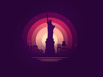 Statue of Liberty Landscape Illustration art branding design graphic design illustration logo minimal