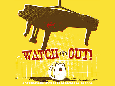 Watch Out! cat cute illustration piano yawn yellow