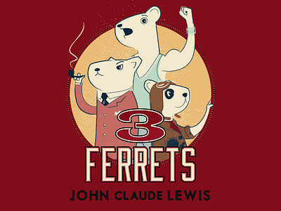 The Three Ferrets by John Claude Lewis character design childrens cover cute ebook ferret illustration retro