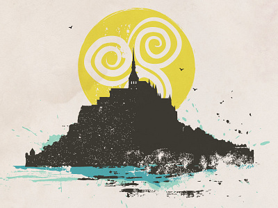 Mont Saint Michel architecture des sheridan france illustration island minimal mont saint michel sun triskell