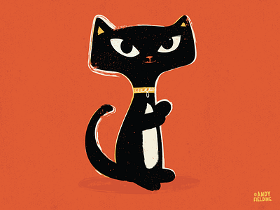 Suspiciously Cute Black Cat animals black cat childrens cute illustration kawaii kids kitty pussy retro society6