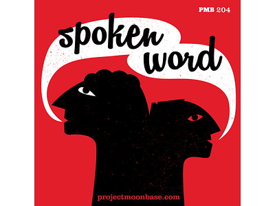 Spoken word illustration bubble figures illustration red retro silhouette simple speaking speech talk