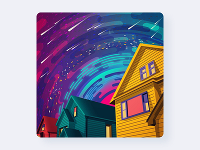 Starry Night graphic design illustration