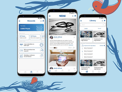 Nestle App branding daily 100 challenge design doctor learn learning learning app library mobile mobile app mobile design nature nestle quiz reward rewards sketch task ui ux