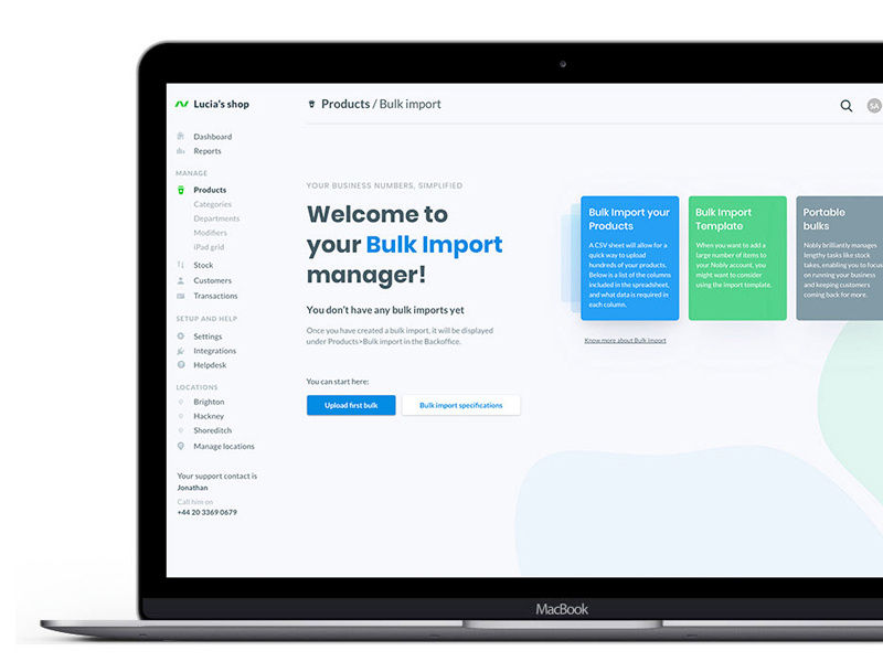 Welcome screen web backoffice data user app