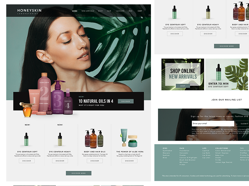 Beauty products homepage by Lucia Bustamante on Dribbble