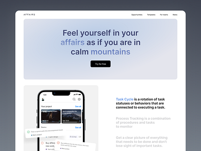 Affairs — Landing page for the todo app