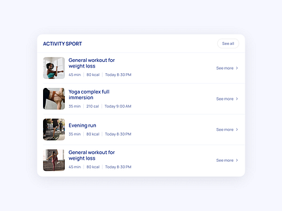 Activity History - Interface element a diary activity challenge concept data elements fitness gym health interface list sports statistics tasks todo tracker training ui uxui workout