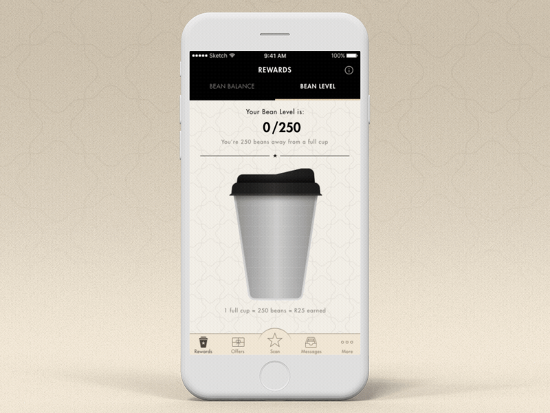 Mugg & Bean App Rewards Mechanism coffee coffee shop ios loyalty app sketch sketchapp ui design uiux ux design web design