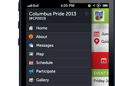Sliding Menu for Mobile App app menu mobile