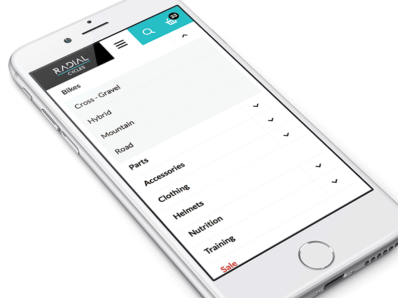 Radial mobile menu animation concept ecommerce radial website