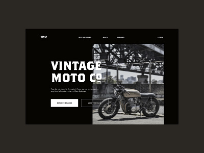 Vintage Moto Co. (No. 010) brand concept design homepage logo ui visual identity website