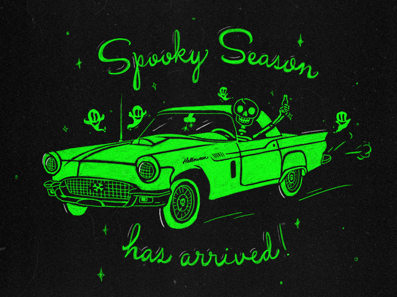 Spooky Season! car design dribbbleweeklywarmup halloween illustration skeleton skull spooky vector weeklywarmup