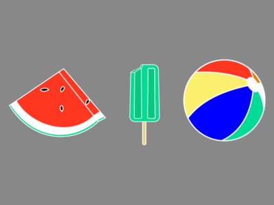 Summer Icons ball graphicdesign icon icon set illustration popsicle summer watermelon
