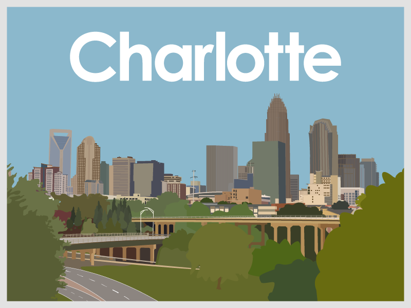 Charlotte uptown set graphicdesign landscape cityscape skyscraper city charlotte graphic design illustration design vector