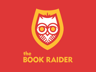 Book Raider Logo 3 color book library logo simple