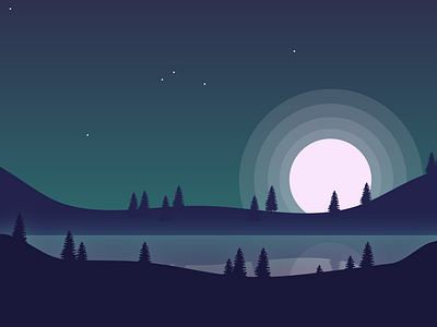 The Night Lake flatdesign flatvector illustration illustrator isolated lake minimal minimalist moon moonlit nightscape nightscene quiet simple vector vectorart vectorillustration vectorscene