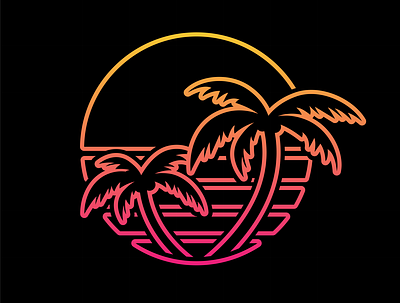 Lined Outrun Sun 80s 90s flatdesign flatvector illustrator minimal minimalist outrun retro retrowave simple synthwave vaporwave vector vectorart vectorillustration