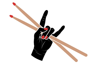 Drummer Girl devil horns drum sticks drummer drumming hand illustration minimal percussion retro rock rock hands simple vectorart vectorillustration