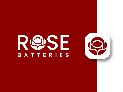Rose Batteries Logo Concept | Available for Sale batteries logo battery logo branding design energy logo logo logo design minimalist minimalist logo monogram rose rose logo simple