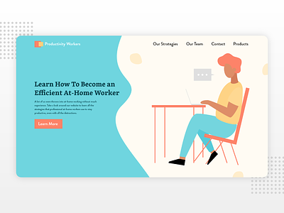 Work At Home Landing Page clean concept design home home page homepage idea illustration illustrator landing landing page simple simplistic ui ux ux ui web website website concept work at home