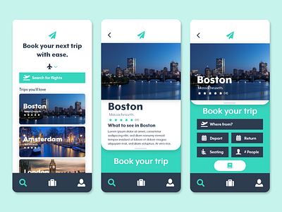 Travel Booking App Landing Page and Location Pages