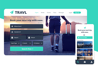 Travel Booking App Site and Mobile Landing Page