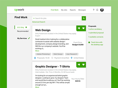 Upwork Freelancer Homepage Redesign