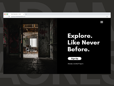 Urban Exploration Landing Page