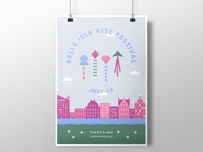 Belle Isle Kite Festival Poster detroit geometric minimal pastel poster