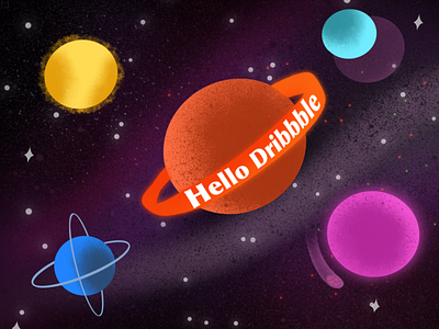 1969-2019 colorful colors debutshot design drawing dribbble firstshot hello illustration planets space