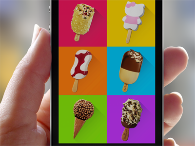 Choose a Ice Cream app flat gui iphone long shadow ui ux