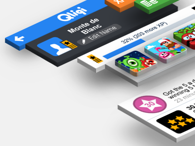 Qliqi Isometric app game gui iphone ui ux