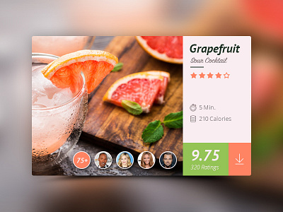 Food Widget calories cocktail drink food grapefruit mint recepie table widget
