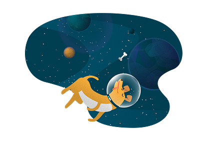Dog in space adobe illustrator adobe photoshop astronaut branding design dog flat illustration illustrator space texture vector