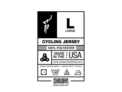 Chasers clothing label bicycle clothing label cycling jersey label shirt tag tag