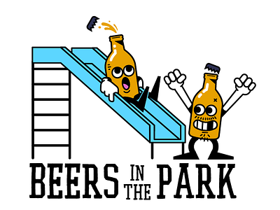 Beers in the park beer beer bottle character park slide