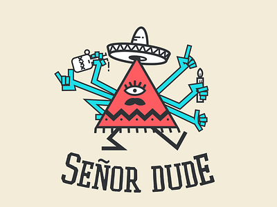 Senor Dude character illustration mexican mustache sombrero triangle