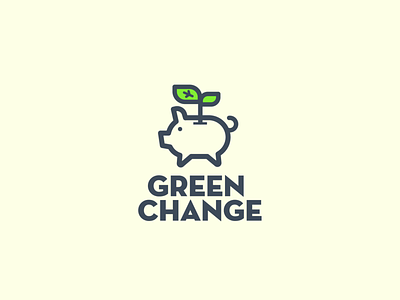 Green Change Logo change green leaf logo piggy plant